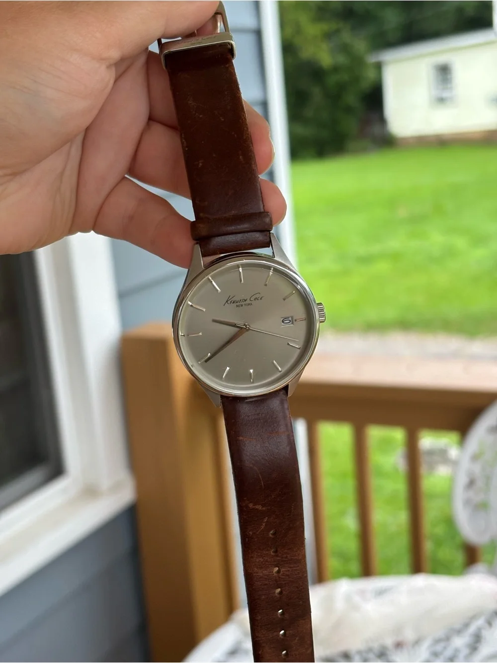Kenneth Cole Classic Silver Dial Brown Leather Watch